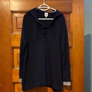 NIC+ZOE Dark Blue Lace-Up Blouse